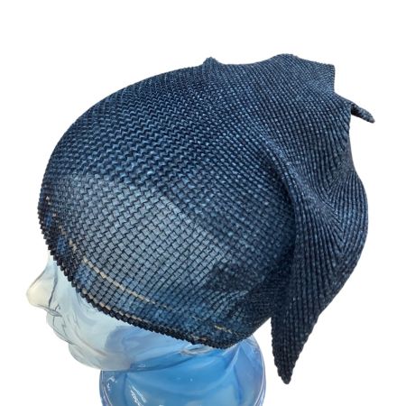 ISSEY MIYAKE(T.) イッセイミヤケ デニム転写 プリーツ カットソー風 帽子 激レア PP17-AA952 ネイビー