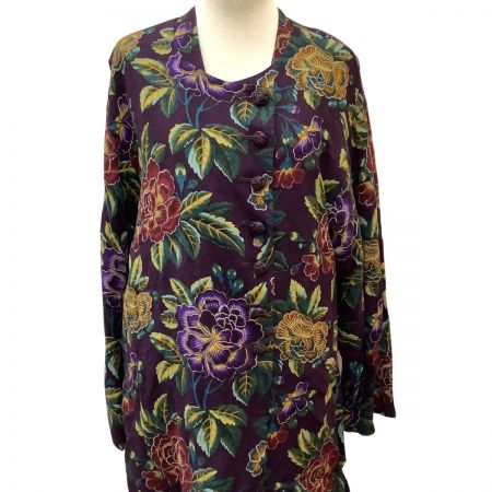 KENZO ケンゾー レディース Vintage セットアップ ジャケット ベスト スカート ３点セット SIZE 2 花柄 パープル