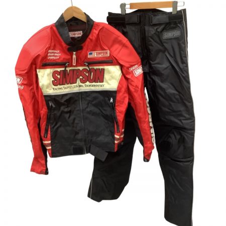  simpson シンプソン メンズ ライダース  バイクウェア セットアップ ジャケット パンツ SIZE L ブラック×レッド