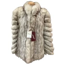 Belle Vision ベルビジョン レディース 毛皮 ハーフコート ブルーフォックス SIZE 11号 ホワイト Cランク