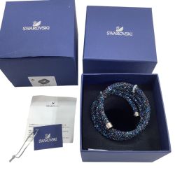 SWAROVSKI スワロフスキー  Crystaldust Wide バングル クリスタル ブレスレット ブルー Aランク