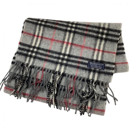  BURBERRY バーバリー マフラー チェック ラムウール グレー