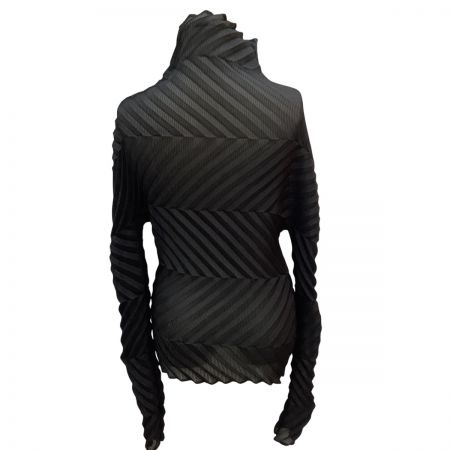  ISSEY MIYAKE イッセイミヤケ 変形模様 立体 プリーツ タートルネックカットソー ブラック