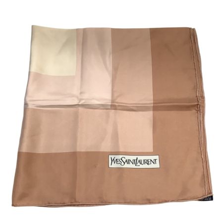 Yves Saint Laurent イブサンローラン レディース スカーフ シルク100％ ライトブラウン×ベージュ