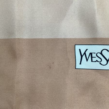 Yves Saint Laurent イブサンローラン レディース スカーフ シルク100％ ライトブラウン×ベージュ