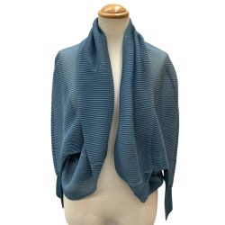 ISSEY MIYAKE イッセイミヤケ PLEATS PLEASE メッシュ ボレロ カーディガン PP51-FO263 ブルー Bランク