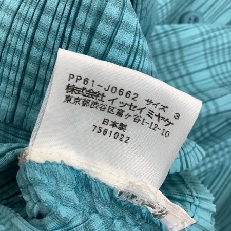ISSEY MIYAKE イッセイミヤケ PLEATS PLEASE 変形 チェック シャツ SIZE 3 スカイブルー