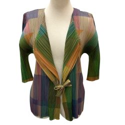 ♪♪ ISSEY MIYAKE イッセイミヤケ PLEATS PLEASE 変形 カーディガン SIZE 3 PP73-J0767 マルチカラー Bランク