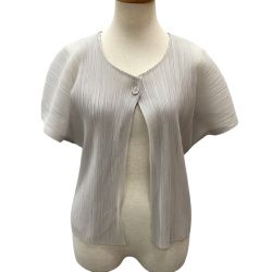 ♪♪ ISSEY MIYAKE イッセイミヤケ PLEATS PLEASE 変形 カーディガン SIZE 3 PP3-J0716 ライトグレー Bランク