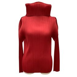 ISSEY MIYAKE イッセイミヤケ PLEATS PLEASEタートルネックカットソー SIZE 3 PP03-JK186 レッド Bランク