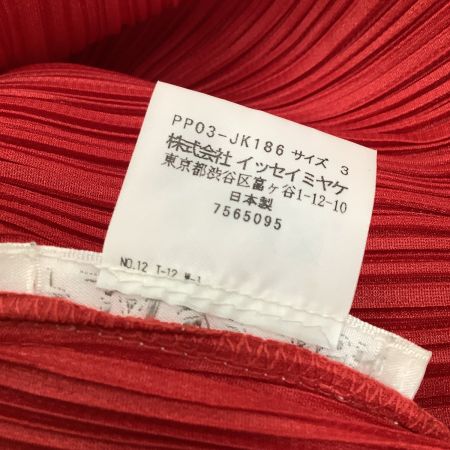 ISSEY MIYAKE イッセイミヤケ PLEATS PLEASEタートルネックカットソー SIZE 3 PP03-JK186 レッド