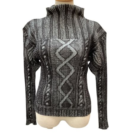 ISSEY MIYAKE イッセイミヤケ PLEATS PLEASE カットソー ケーブルニット転写  PP64-JK435 グレー