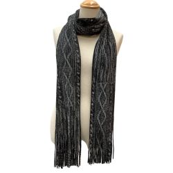 ISSEY MIYAKE イッセイミヤケ PLEATS PLEASE ストール  総柄 ケーブルニット転写 PP69-AD481 グレー Bランク