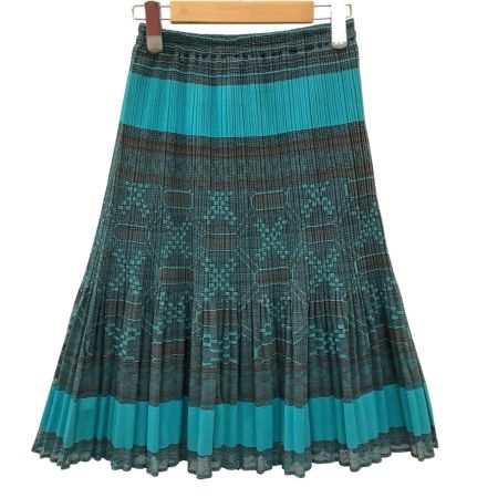 ISSEY MIYAKE イッセイミヤケ PLEATS PLEASE スカート 総柄 SIZE 3 PP22-JG837 グリーン