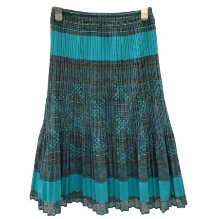 ISSEY MIYAKE イッセイミヤケ PLEATS PLEASE スカート 総柄 SIZE 3 PP22-JG837 グリーン