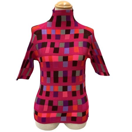 ISSEY MIYAKE イッセイミヤケ PLEATS PLEASE ワッフルプリーツ SIZE 3 総柄 PP68FK855 ピンク