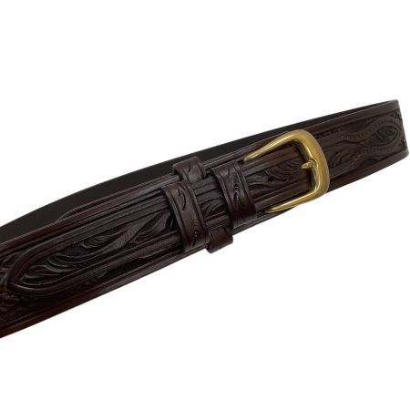 HAND TOOLS & HAND DYE FUNNY ファニー メンズ カービング レザー ベルト ブラウン