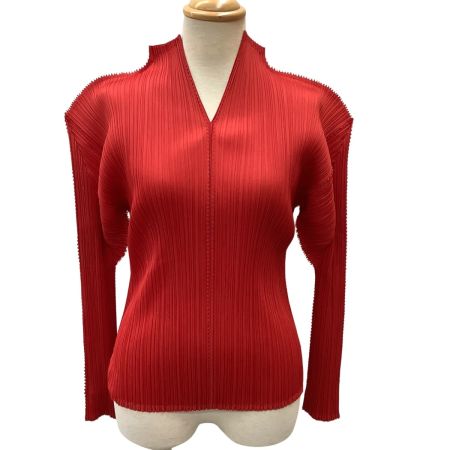 ISSEY MIYAKE イッセイミヤケ PLEATS PLEASE 変形 カットソー SIZE 3 PP33-JK202 レッド