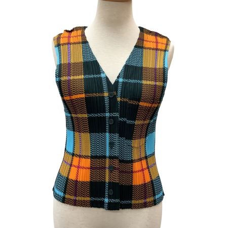 ISSEY MIYAKE イッセイミヤケ PLEATS PLEASE ベスト SIZE 3 チェック PP14-JE368 マルチカラー