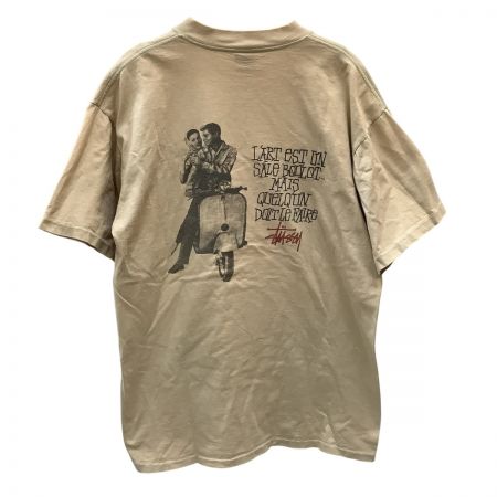  stussy ステューシー メンズ Tシャツ SIZE L USA 黒タグ ローマの休日 ベージュ