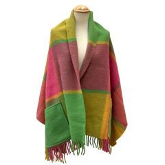 TWEEDMILL ツイードミル レディース ストール  黄緑×ピンク Bランク