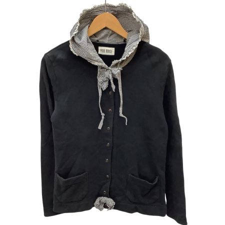 PINK HOUSE ピンクハウス レディース ジャケット フード付き チェック ピコフリル SIZE M ブラック