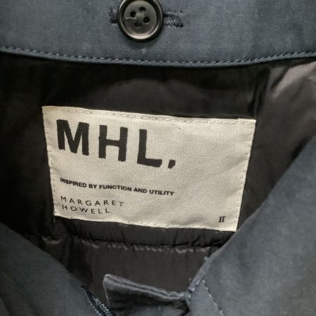  MHL エムエイチエル MARGARET HOWELL レディース ２WAY ダウンコート スプリングコート SIZE 2 ネイビー