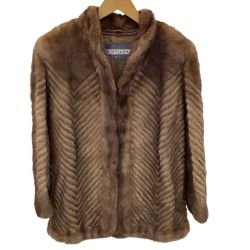 FUR FLASH レディース 毛皮 コート SIZE 9号 ブラウン Bランク