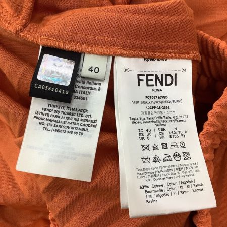 FENDI フェンディ レディース プリーツ スカート SIZE 40 オレンジ