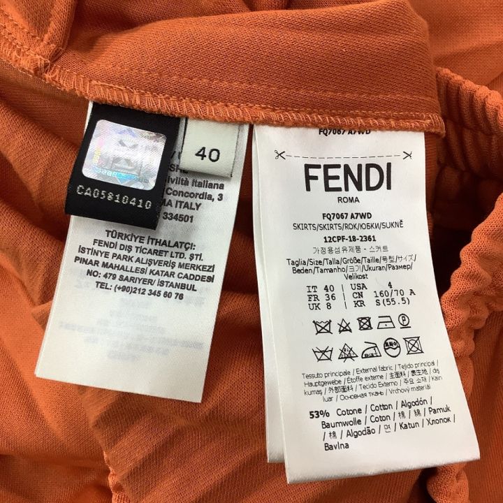 FENDI フェンディ レディース プリーツ スカート SIZE 40 オレンジ