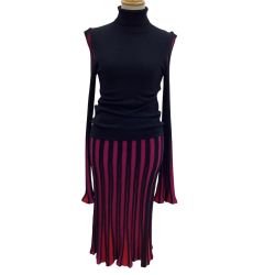 DIANE von FURSTENBERG ダイアンフォンファステンバーグ レディース セットアップ カットソー スカート SIZE S ネイビー Bランク