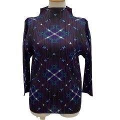 ISSEY MIYAKE イッセイミヤケ PLEATS PLEASE カットソー SIZE 3　チェック PP93-JK684 ネイビー Bランク