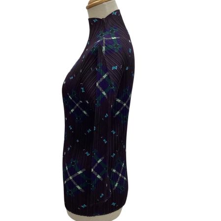 ISSEY MIYAKE イッセイミヤケ PLEATS PLEASE カットソー SIZE 3　チェック PP93-JK684 ネイビー