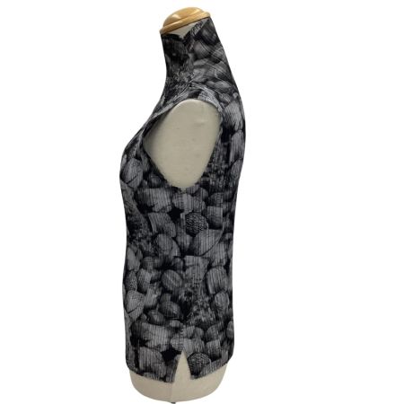 ISSEY MIYAKE イッセイミヤケ PLEATS PLEASE ノースリーブカットソー 植物柄 モノクロ SIZE 3 PP63-JK691 グレー