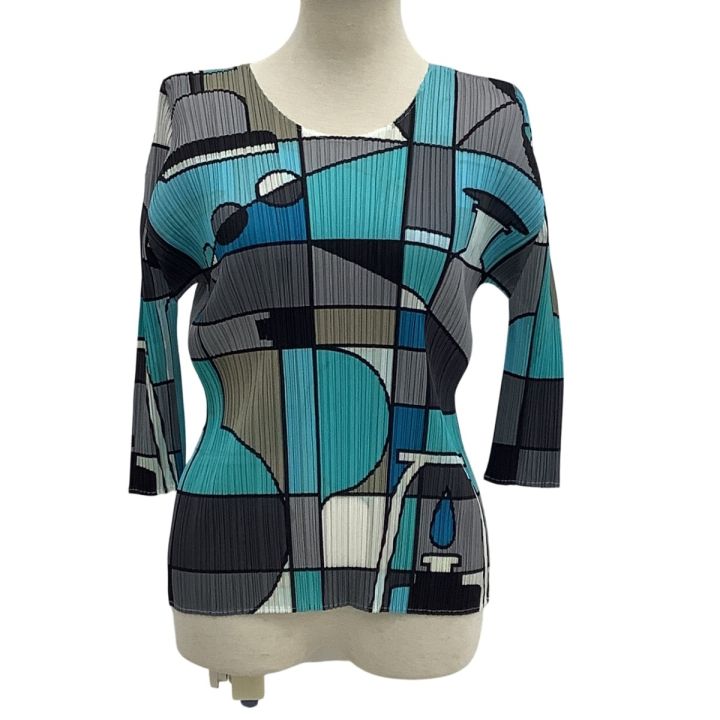 ISSEY MIYAKE イッセイミヤケ PLEATS PLEASE カットソー 図形 総柄 
