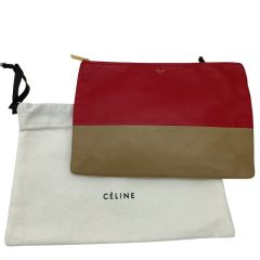 CELINE セリーヌ セカンドバッグ レッド×ベージュ Bランク