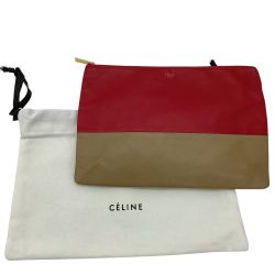 CELINE セリーヌ セカンドバッグ レッド×ベージュ Bランク