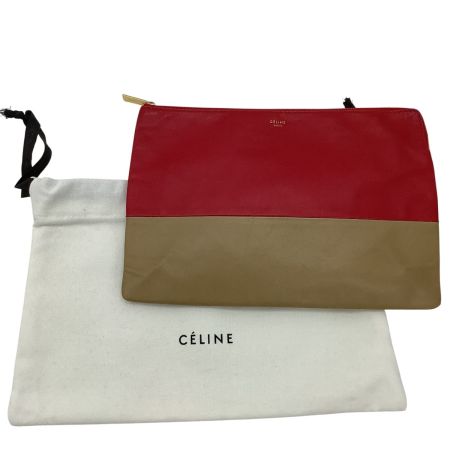 CELINE セリーヌ セカンドバッグ レッド×ベージュ