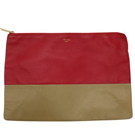 CELINE セリーヌ セカンドバッグ レッド×ベージュ