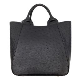 レディース ハンドバッグ レザー オーストリッチ ブラック Bランク