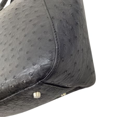 レディース ハンドバッグ レザー オーストリッチ ブラック