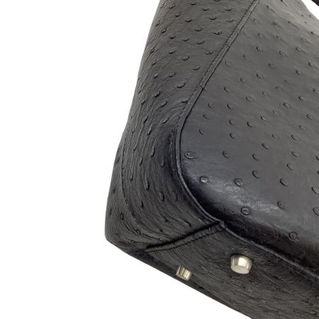 レディース ハンドバッグ レザー オーストリッチ ブラック