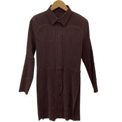 ISSEY MIYAKE イッセイミヤケ プリーツ ロングカーディガン 立体デザイン 変形 SIZE L IM84-FJ919 ブラウン Bランク