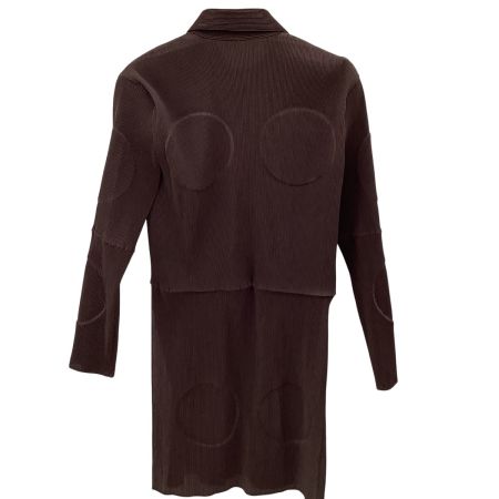 ISSEY MIYAKE イッセイミヤケ プリーツ ロングカーディガン 立体デザイン 変形 SIZE L IM84-FJ919 ブラウン