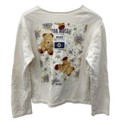 PINK HOUSE ピンクハウス レディース カーディガン ジャケット SIZE L ワッペン テディベア 花柄 アイボリー Bランク