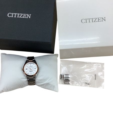CITIZEN シチズン 腕時計 クォーツ 箱・取説・コマ付 ステンレススチール ホワイト ES 1044-51A