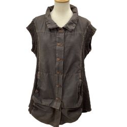 ISSEY MIYAKE イッセイミヤケ ME レディース ノースリーブ シャツ 変形 MI32FE313 ブラウン Bランク