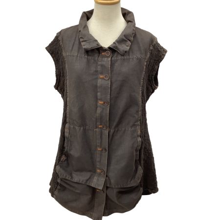 ISSEY MIYAKE イッセイミヤケ ME レディース ノースリーブ シャツ 変形 MI32FE313 ブラウン