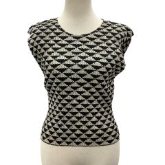 ISSEY MIYAKE イッセイミヤケ PLEATS PLEASE カットソー 総柄 SIZE 3 PP82-JK574 ベージュ×ブラック Bランク