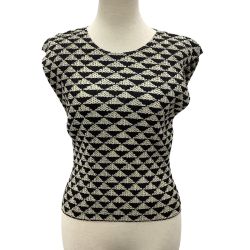 ISSEY MIYAKE イッセイミヤケ PLEATS PLEASE カットソー 総柄 SIZE 3 PP82-JK574 ベージュ×ブラック Bランク